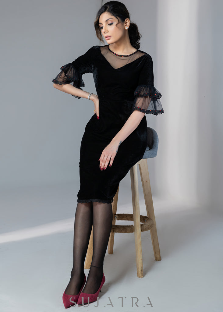 Beautiful Black Velvet Off Shoulder Bridesmaid Dress, Black Evening Go –  Cutedressy